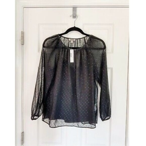 NWT J. Crew Point Sur Black Sheer Blouse P1258 - Picture 3 of 5